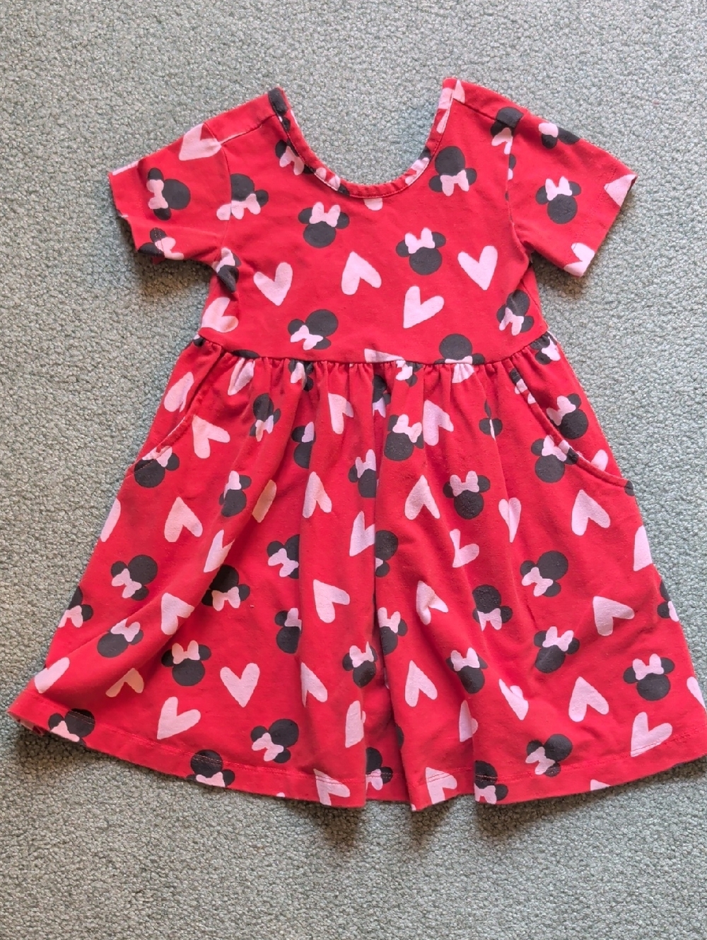 Hanna Andersson Red Dress with Pink Hearts and Black Minnie Heads